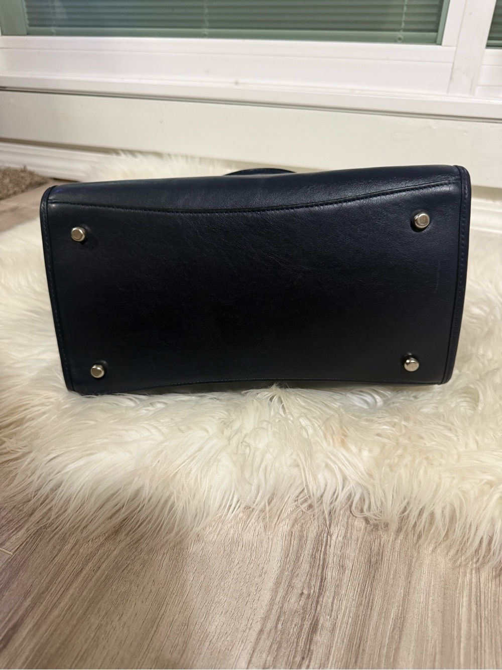 Coach Navy Leather Top-Handle Satchel - Picture 9 of 9